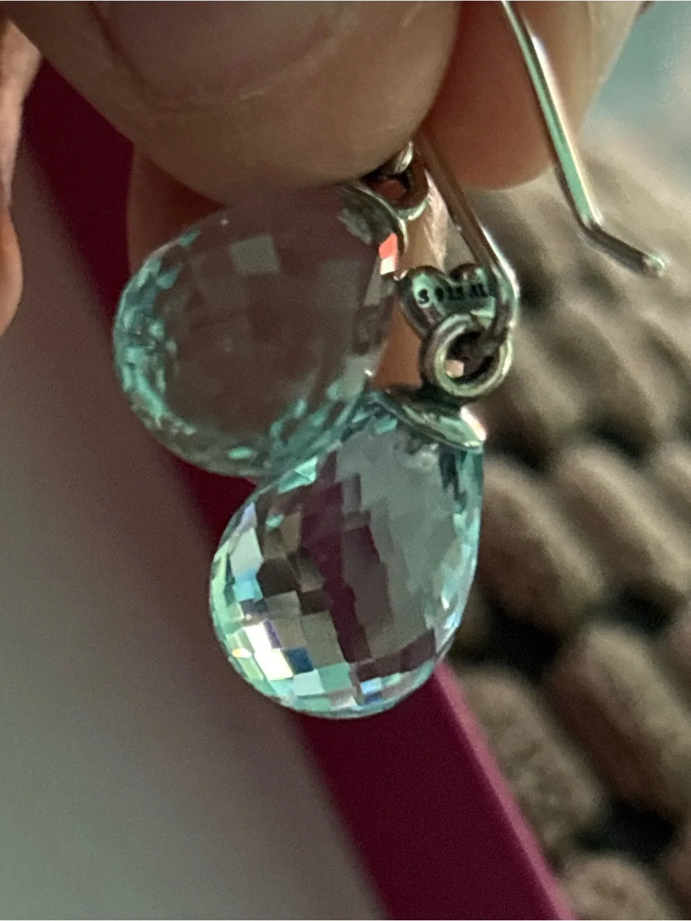 Pandora Blue Faceted Teardrop Drop Earrings